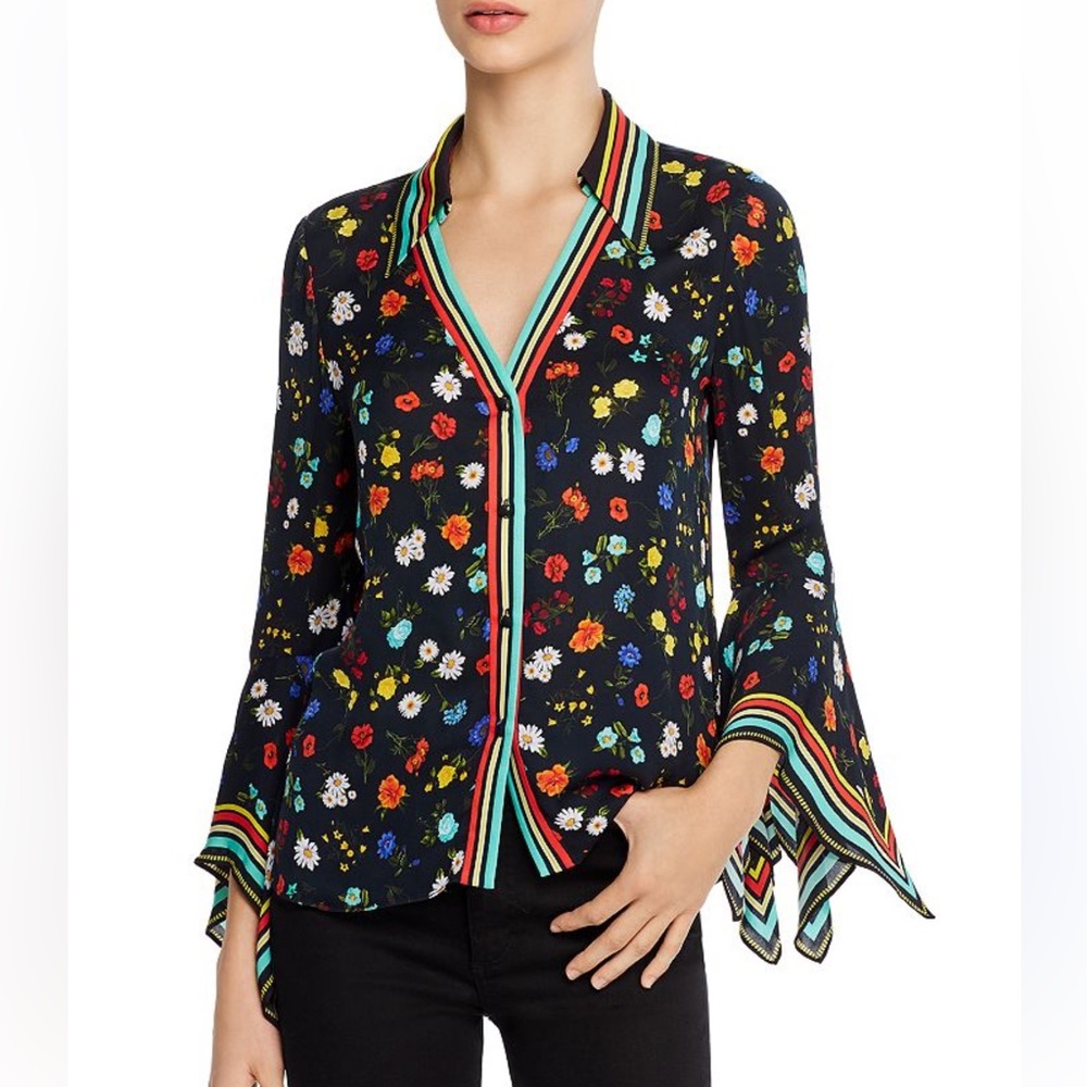 Alice + Olivia Randa‎ Floral Bell Sleeve Stylish Blouse Top. Size S